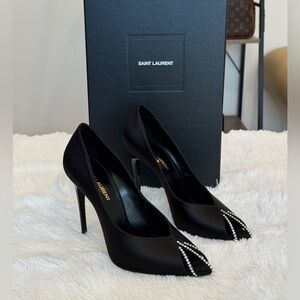 Saint Laurent Black Heels with Silver Accents